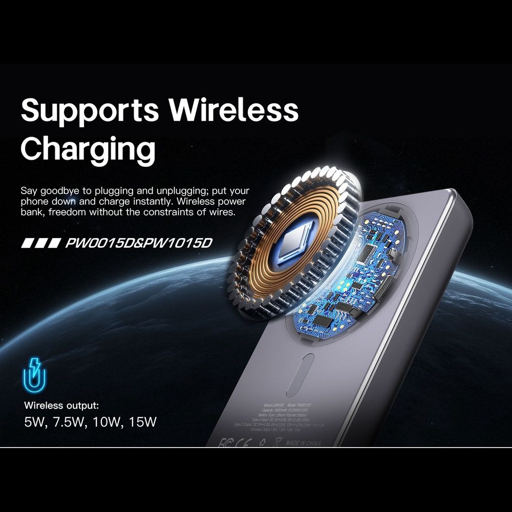 LENYES PW1015D Magnetic Wireless Power Bank