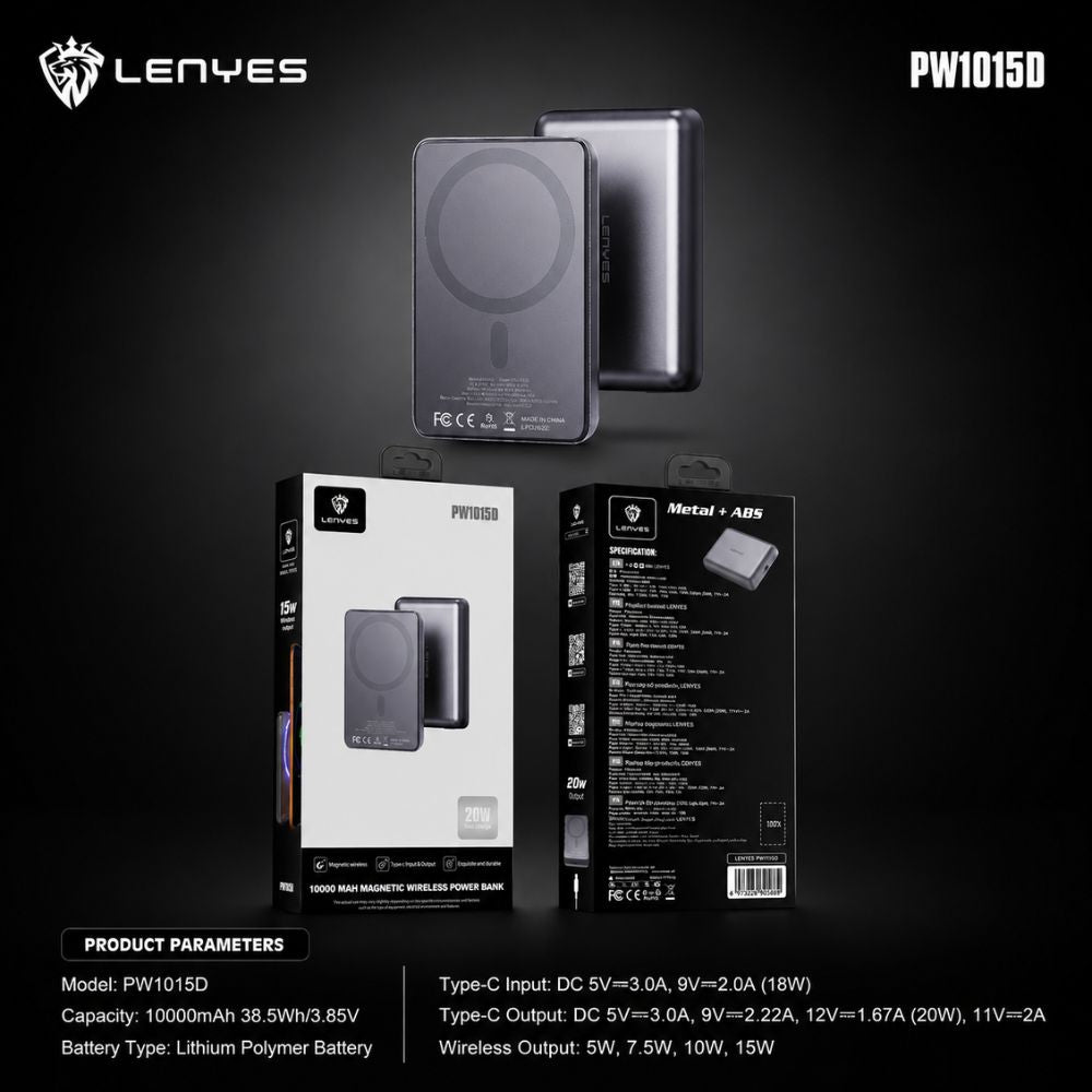 LENYES PW1015D Magnetic Wireless Power Bank