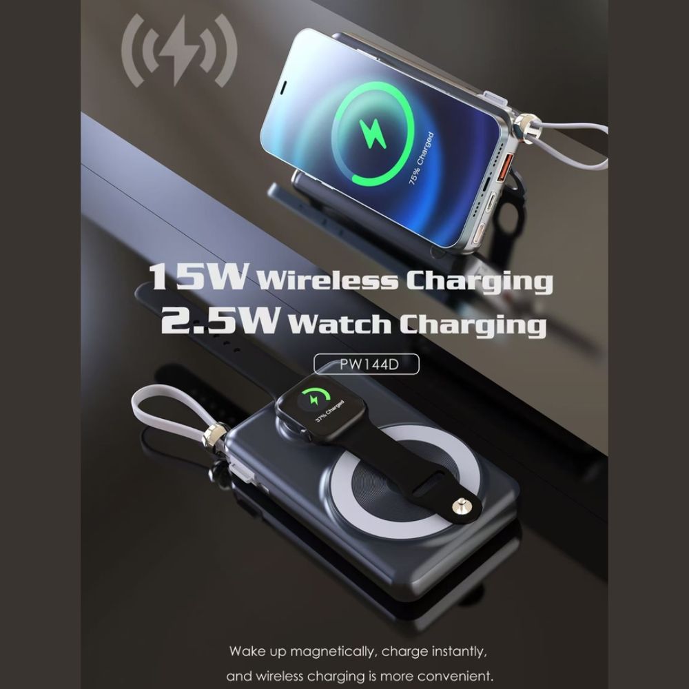 LENYES PW144D Magnetic 3 IN 1 Wireless Power Bank