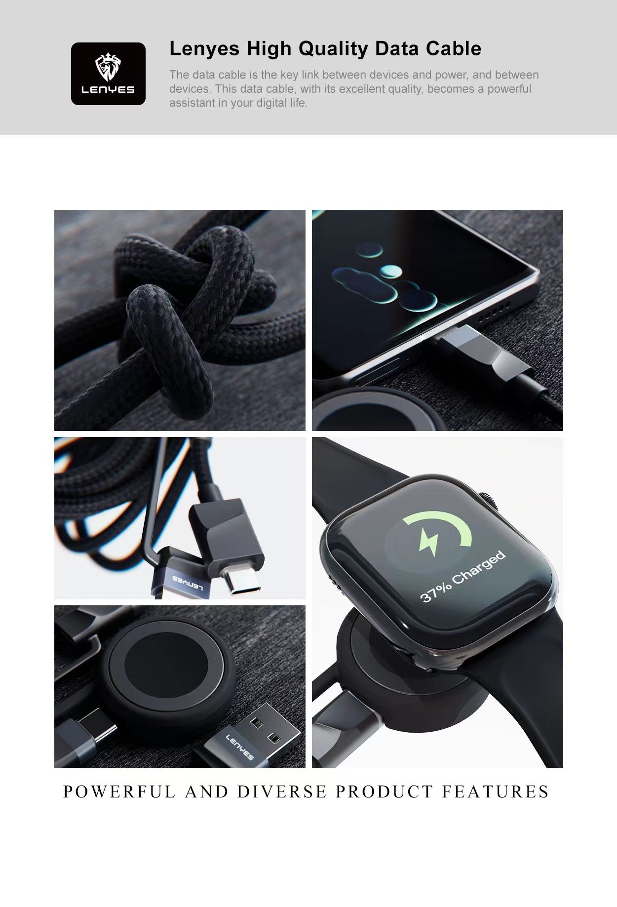 Lenyes LC541 6 in 1 with Apple Watch Charger Cable