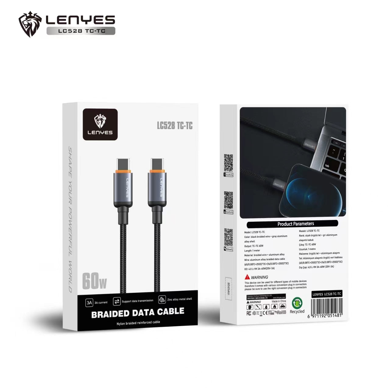 Lenyes LC528 Type-C to Type-C 60W Cable