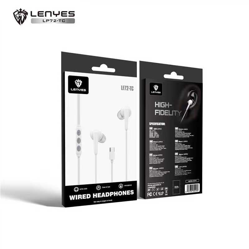 LENYES LF72-TC Type-C Wired Earphones | 14mm Drivers with Mic & Remote