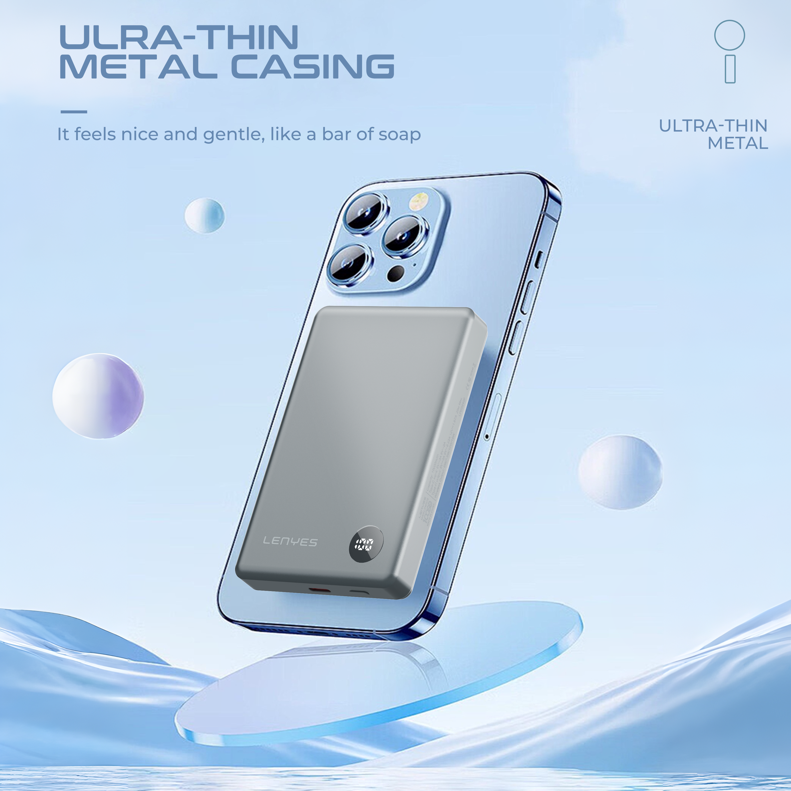 LENYES PW137D 10000mAh Magnetic Wireless Power Bank