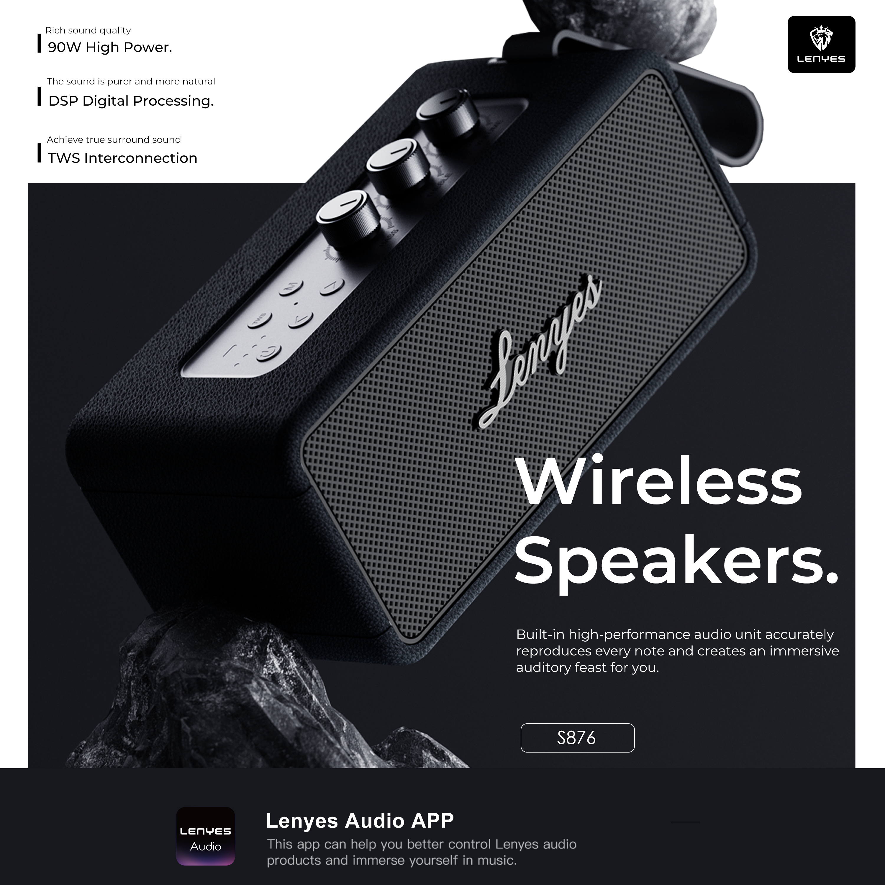 LENYES S876 90W Portable Bluetooth Speaker