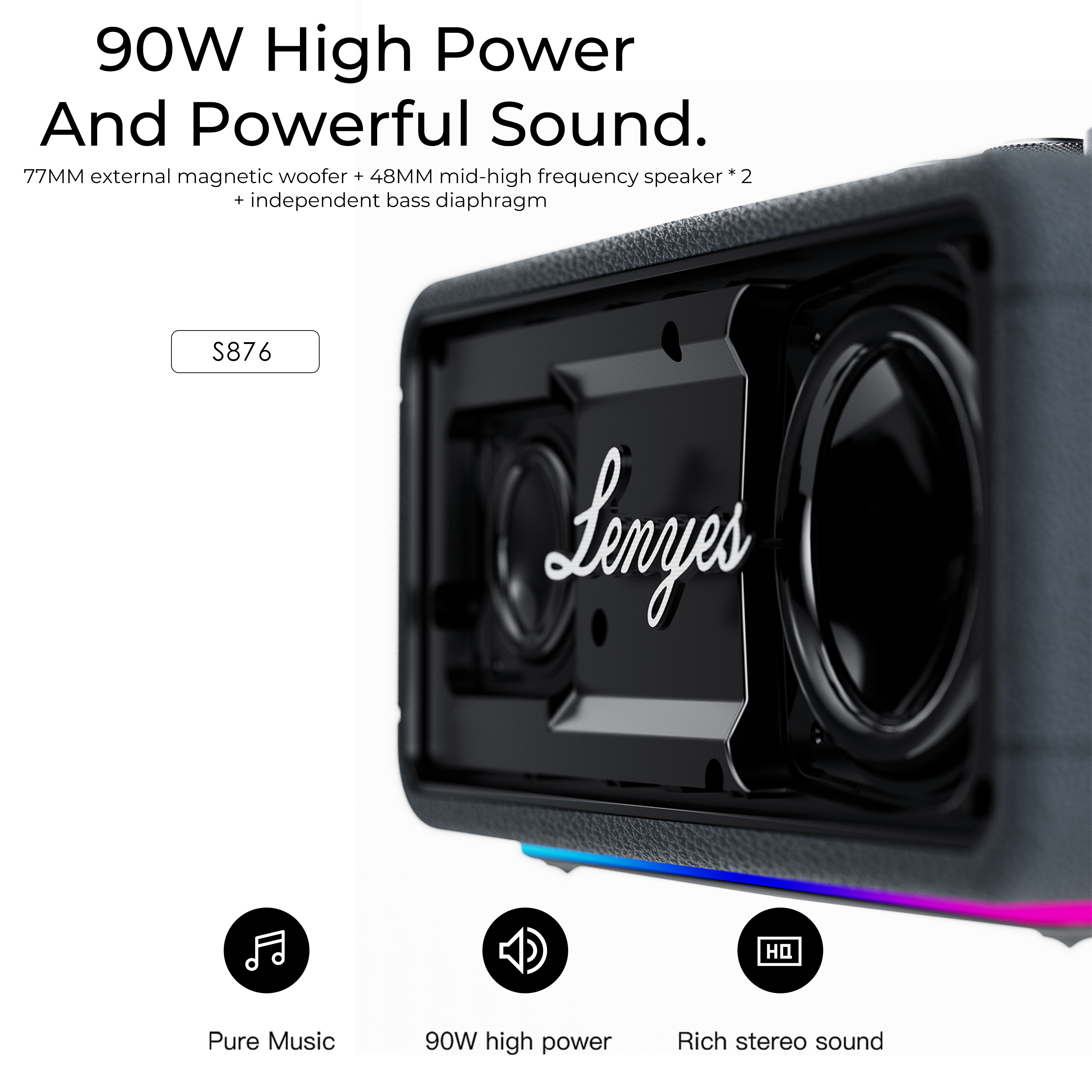 LENYES S876 90W Portable Bluetooth Speaker