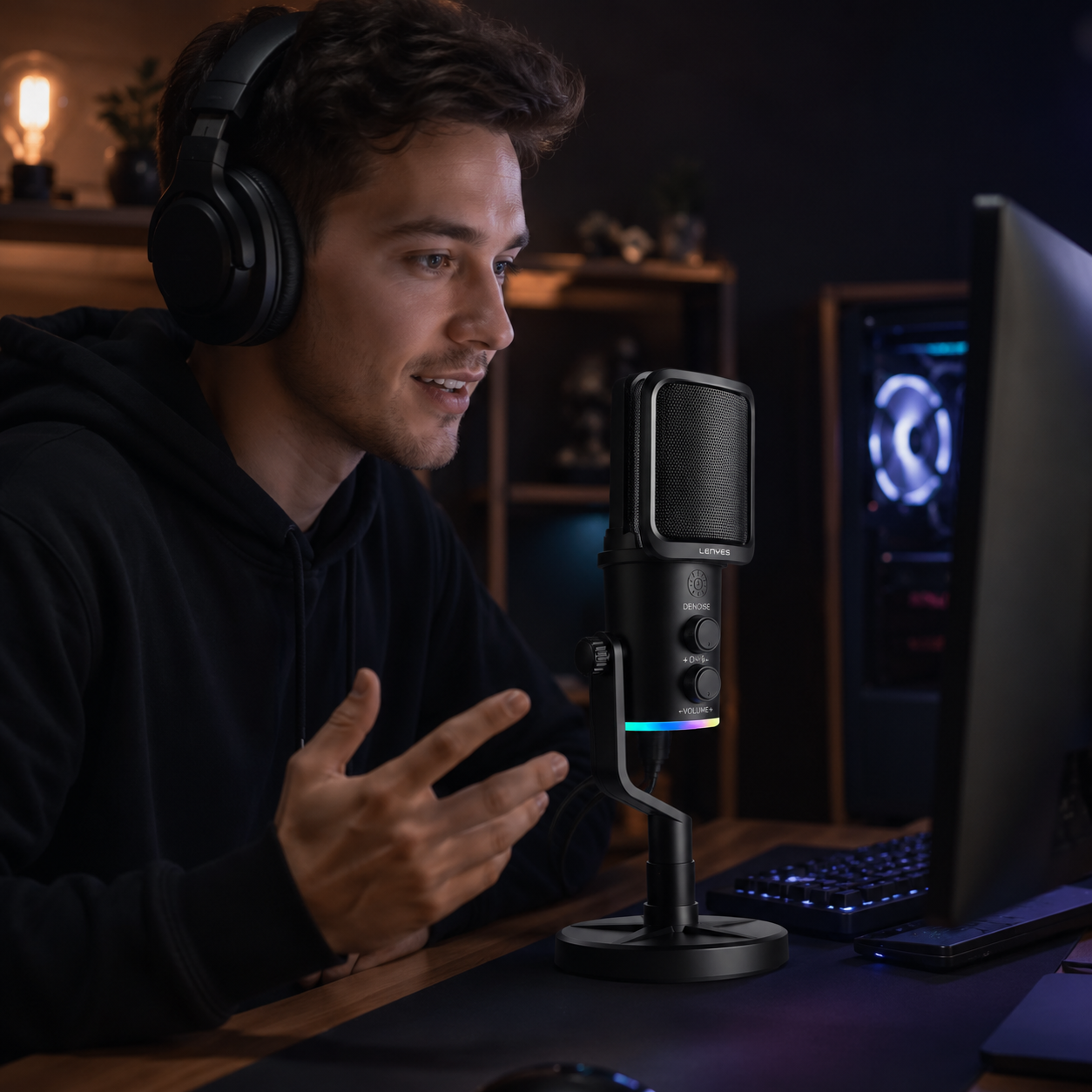 LENYES SL01 RGB Streaming Podcast Microphone