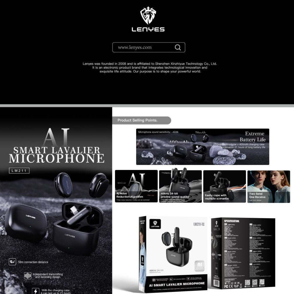 LENYES LM211 AI Lavalier Microphone