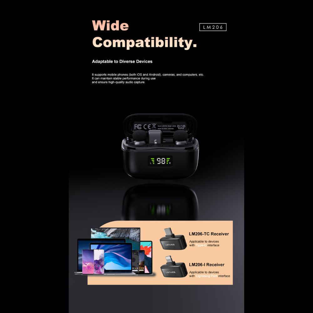 LENYES LM206 Wireless Lavalier Microphone