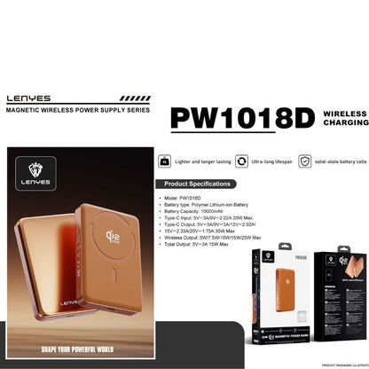 LENYES PW1018D Solid-State Battery Power Bank Qi2
