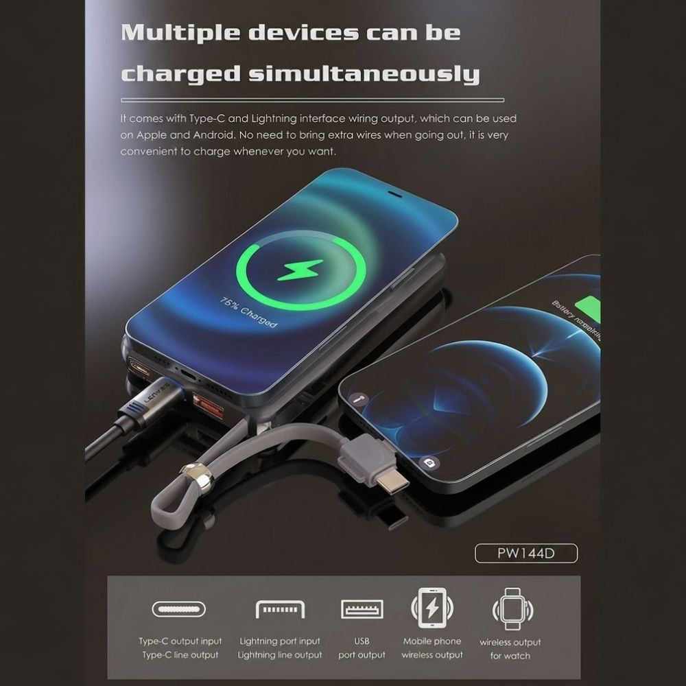 LENYES PW144D Magnetic 3 IN 1 Wireless Power Bank