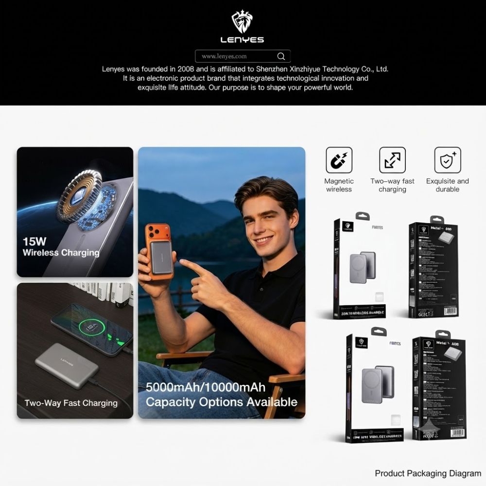 LENYES PW1015D Magnetic Wireless Power Bank