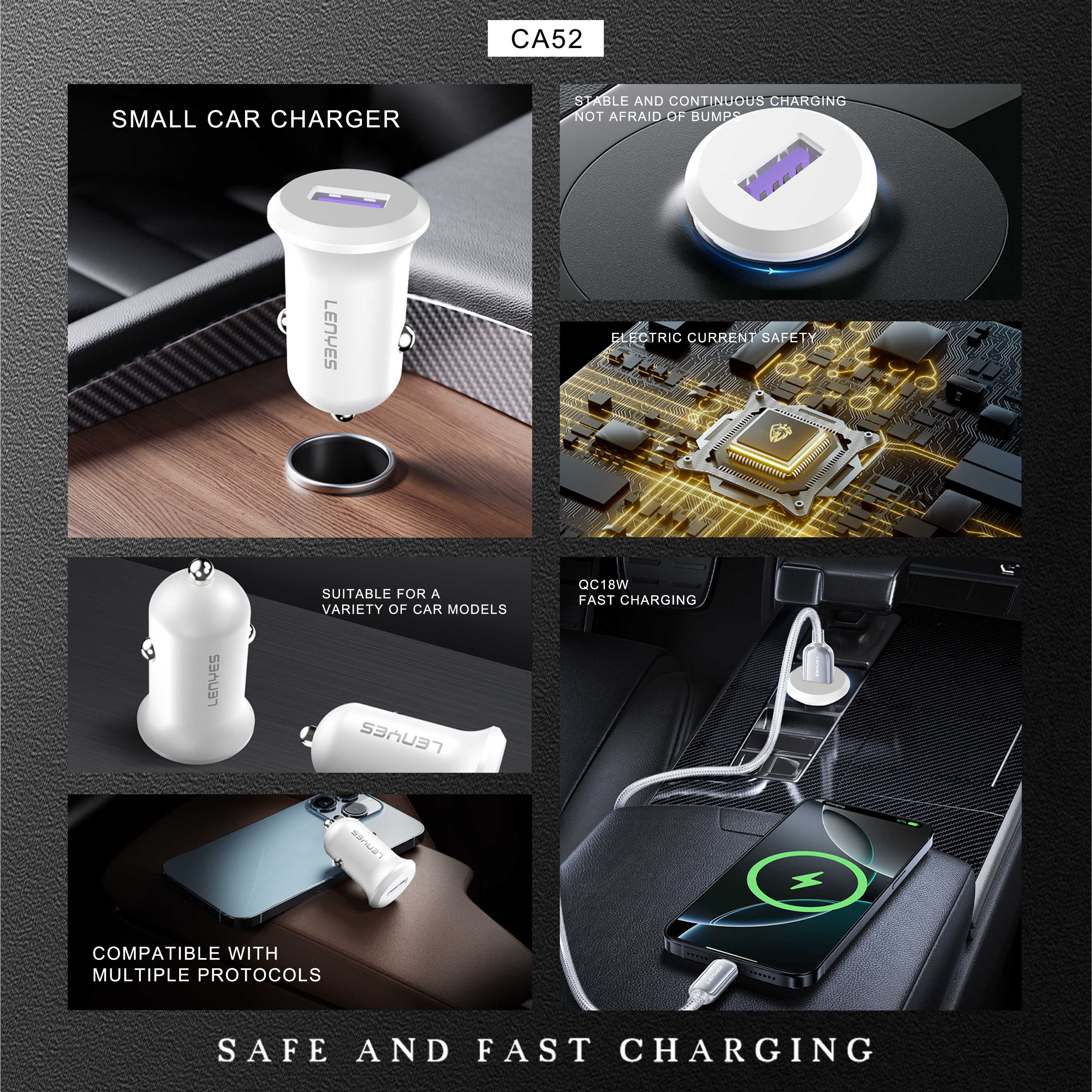 Lenyes CA52 (18 Watt) Car Charger