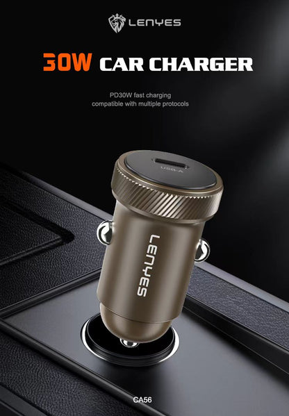 Lenyes CA56 (30W Type-C) Metal Car Charger