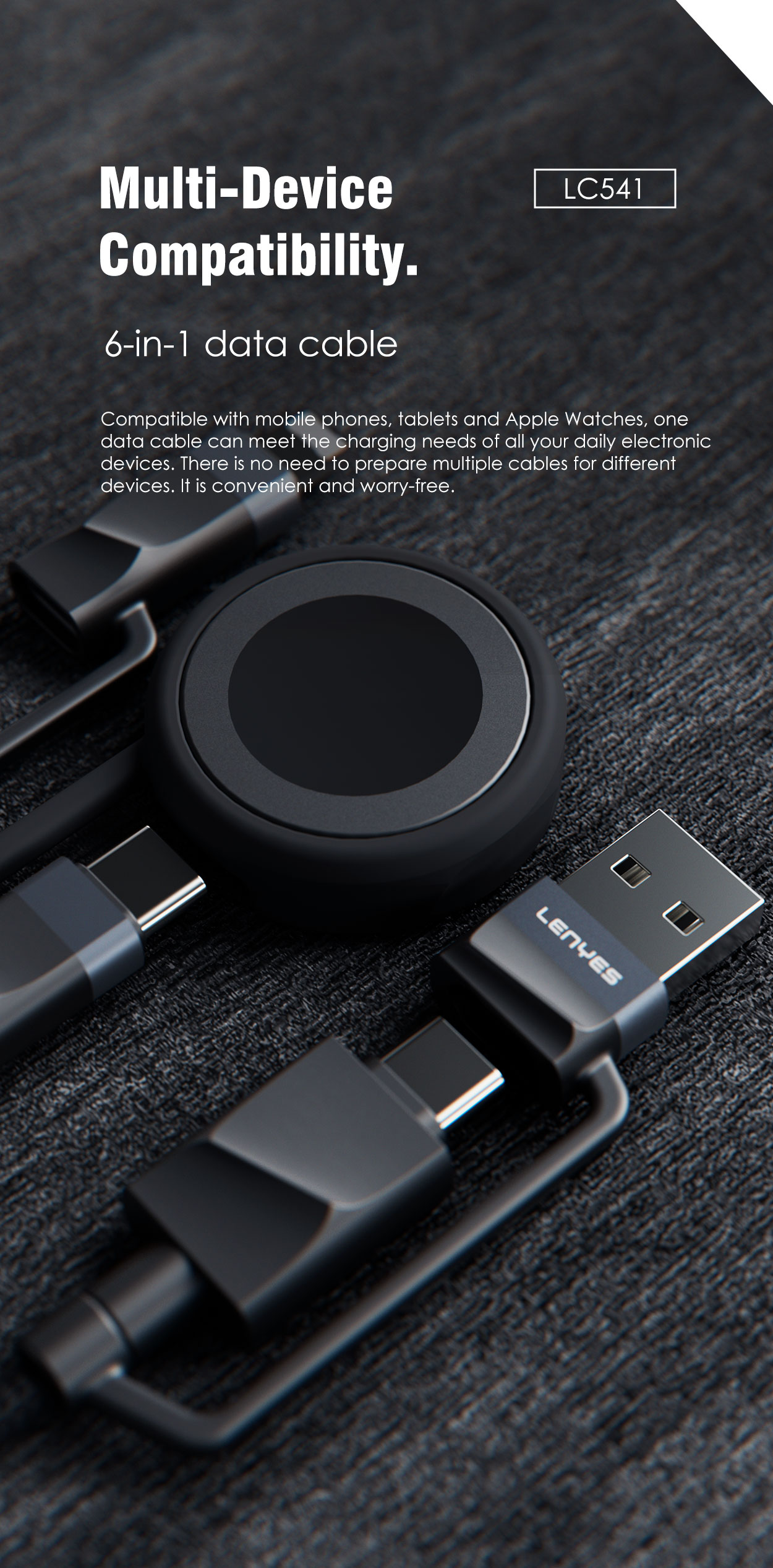 Lenyes LC541 6 in 1 with Apple Watch Charger Cable