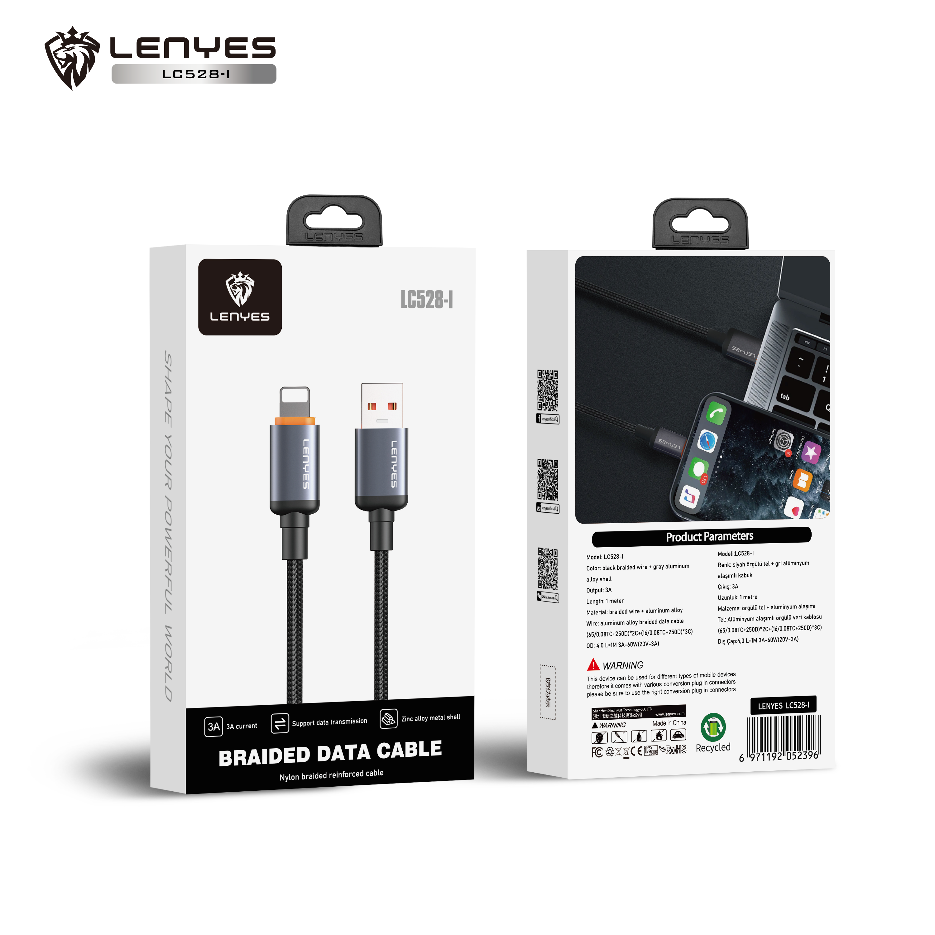 Lenyes LC528 USB to Lightning 30W Cable