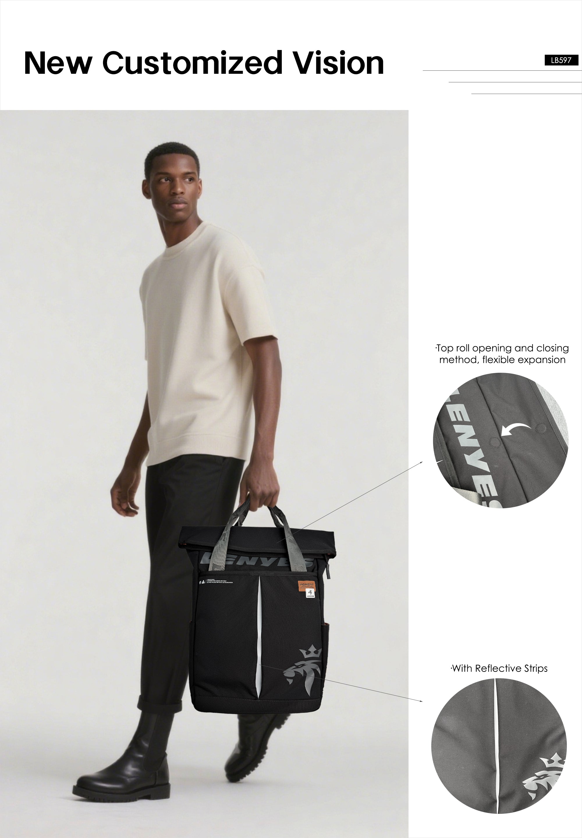 Lenyes LB597 2-in-1 Roll-Top Backpack
