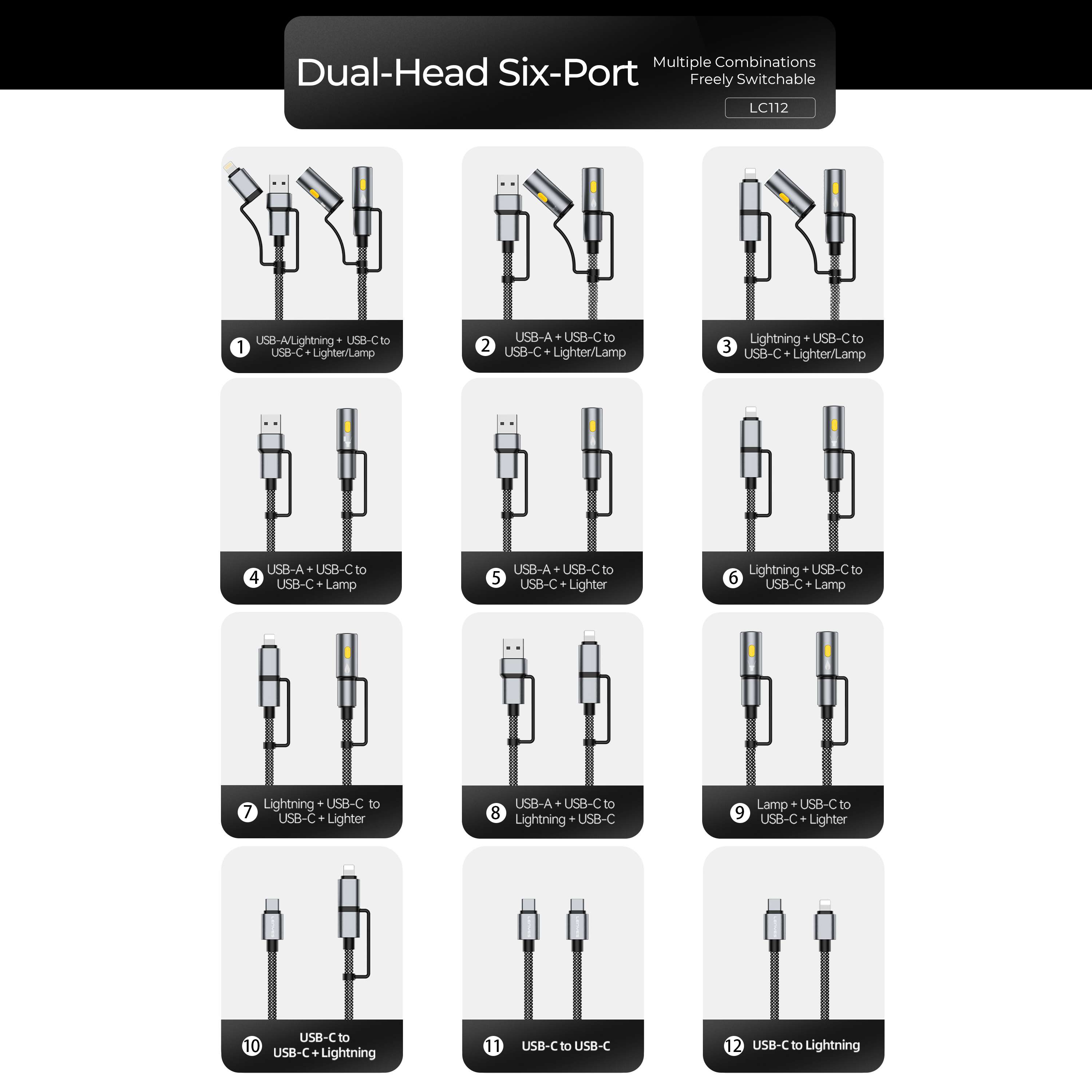 Lenyes LC112 6 in 1 Braided Cable