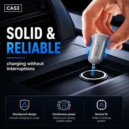 LENYES CA53 48W Dual Port Car Charger | 30W PD + 18W QC 3.0 Fast Charger