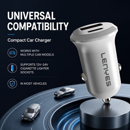 LENYES CA53 48W Dual Port Car Charger | 30W PD + 18W QC 3.0 Fast Charger