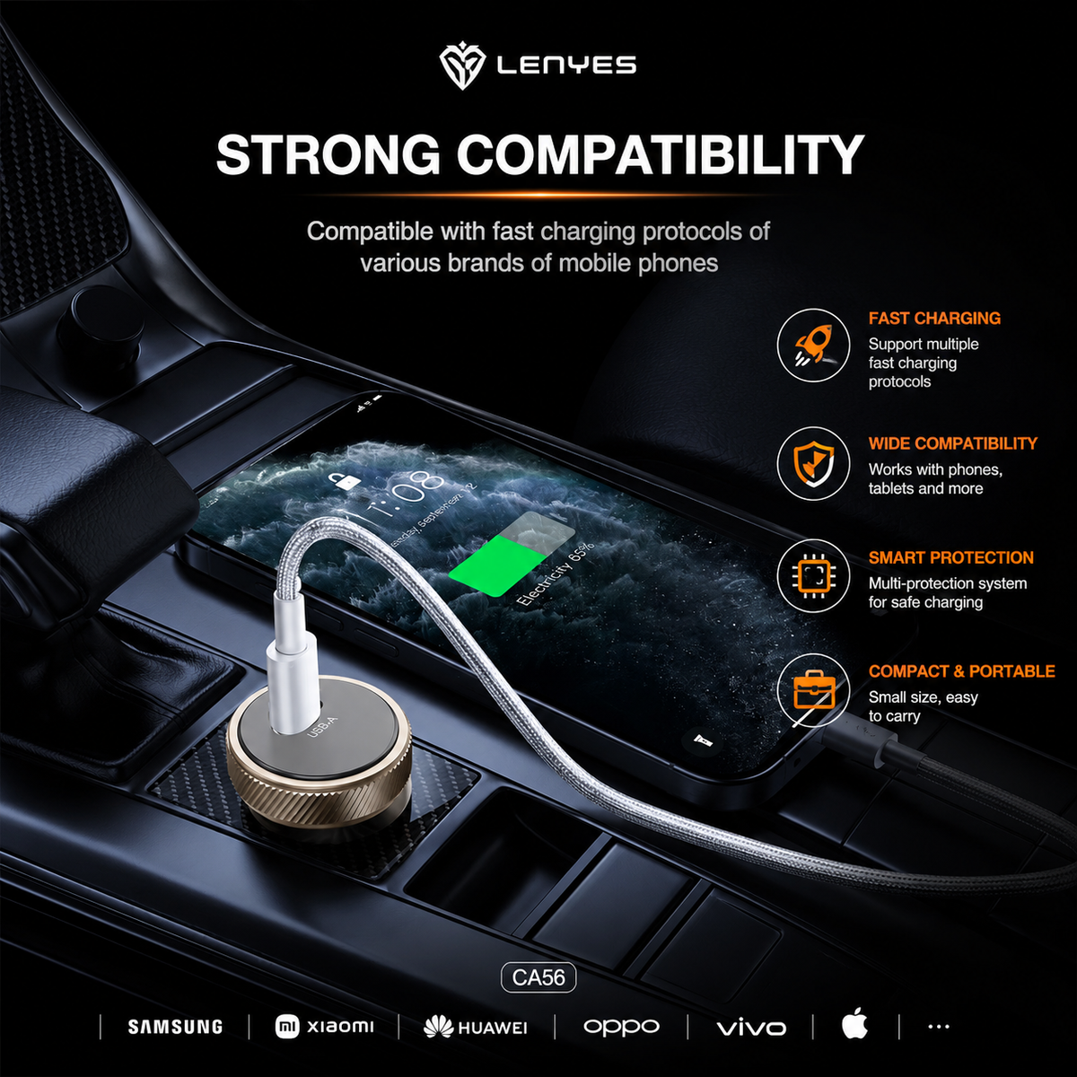 Lenyes CA56 (30W Type-C) Metal Car Charger