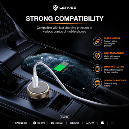 Lenyes CA56 (30W Type-C) Metal Car Charger