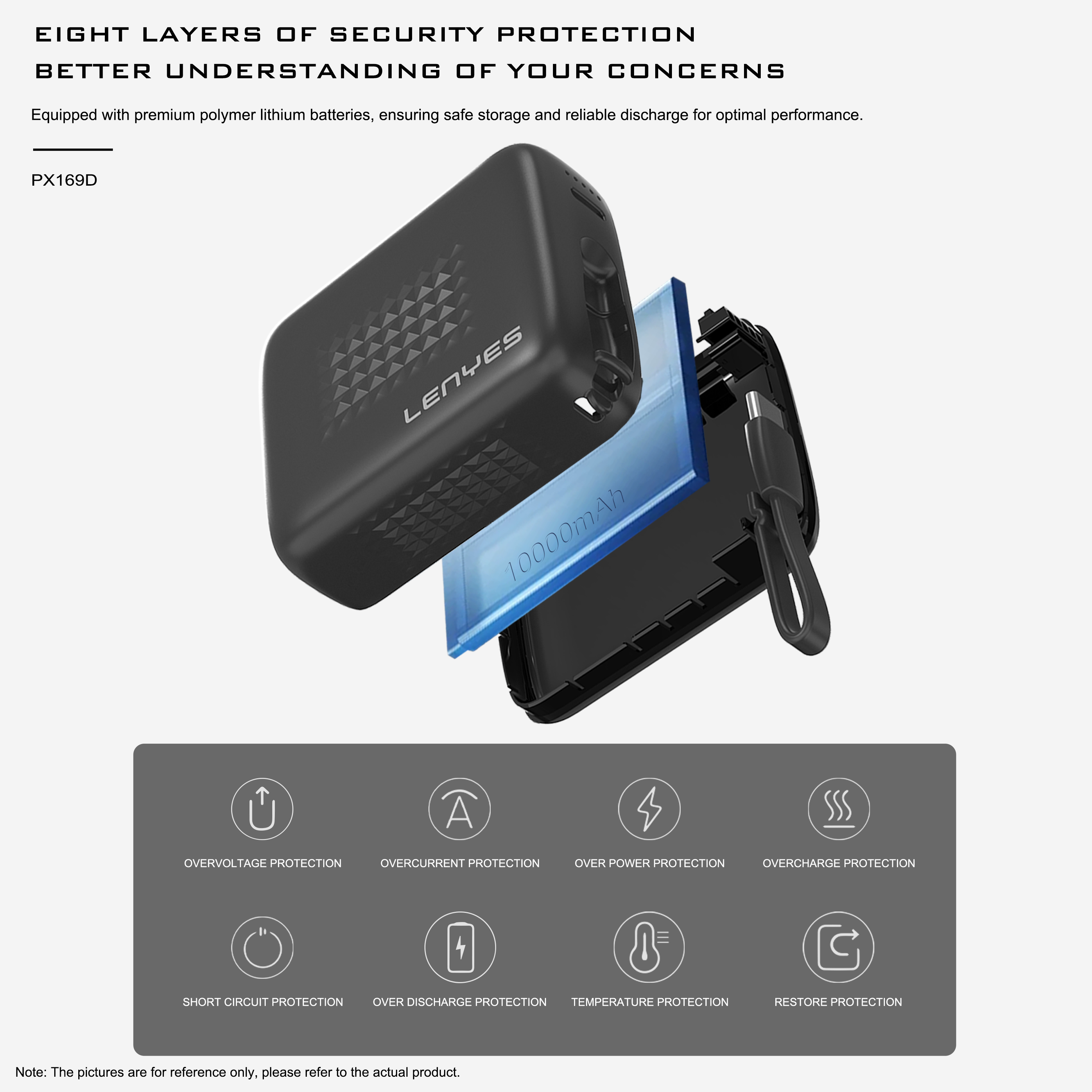 LENYES PX169D 10000mAh Compact Power Bank
