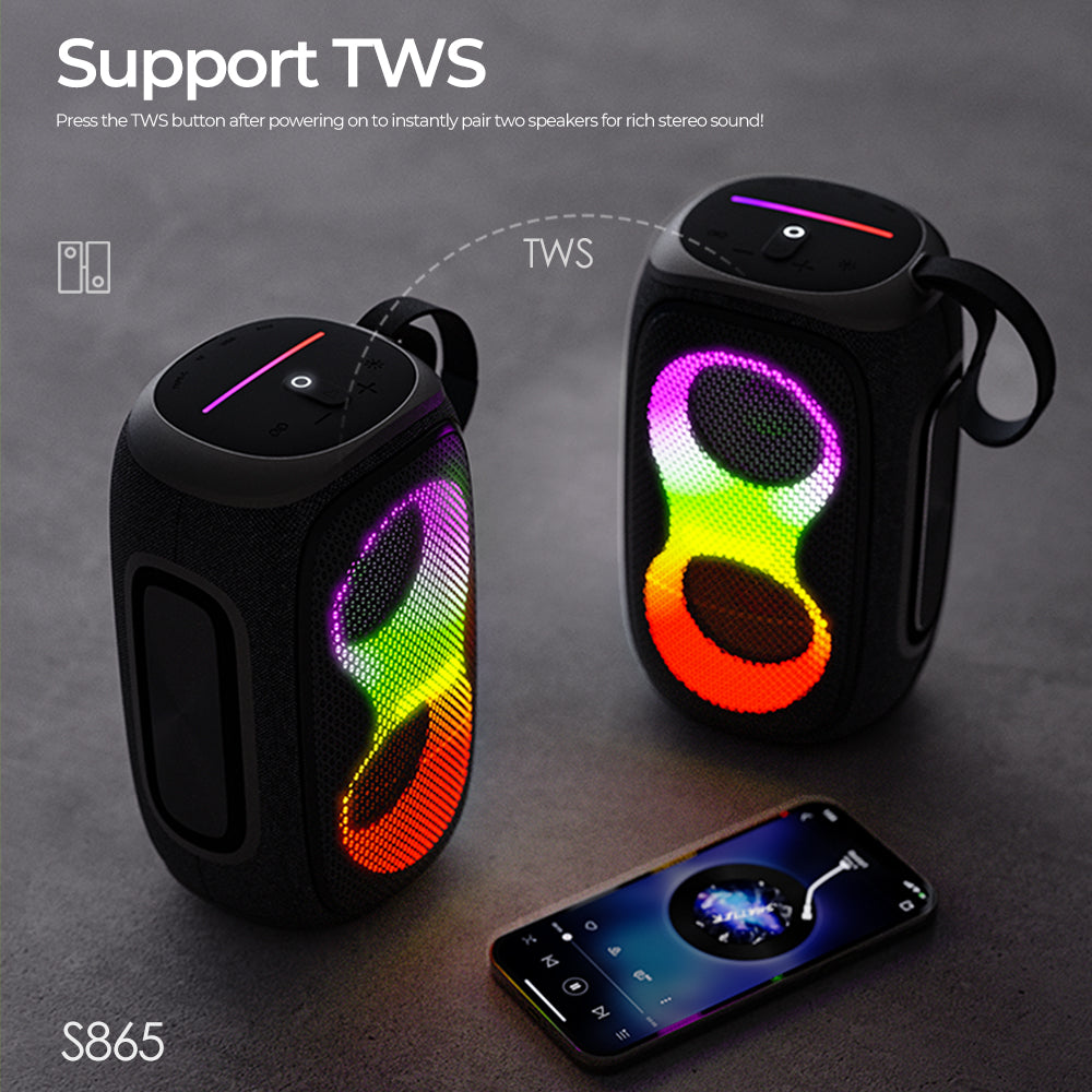 LENYES S865 40W Luminous Outdoor Bluetooth Speaker with Ring RGB & IPX5 Waterproof