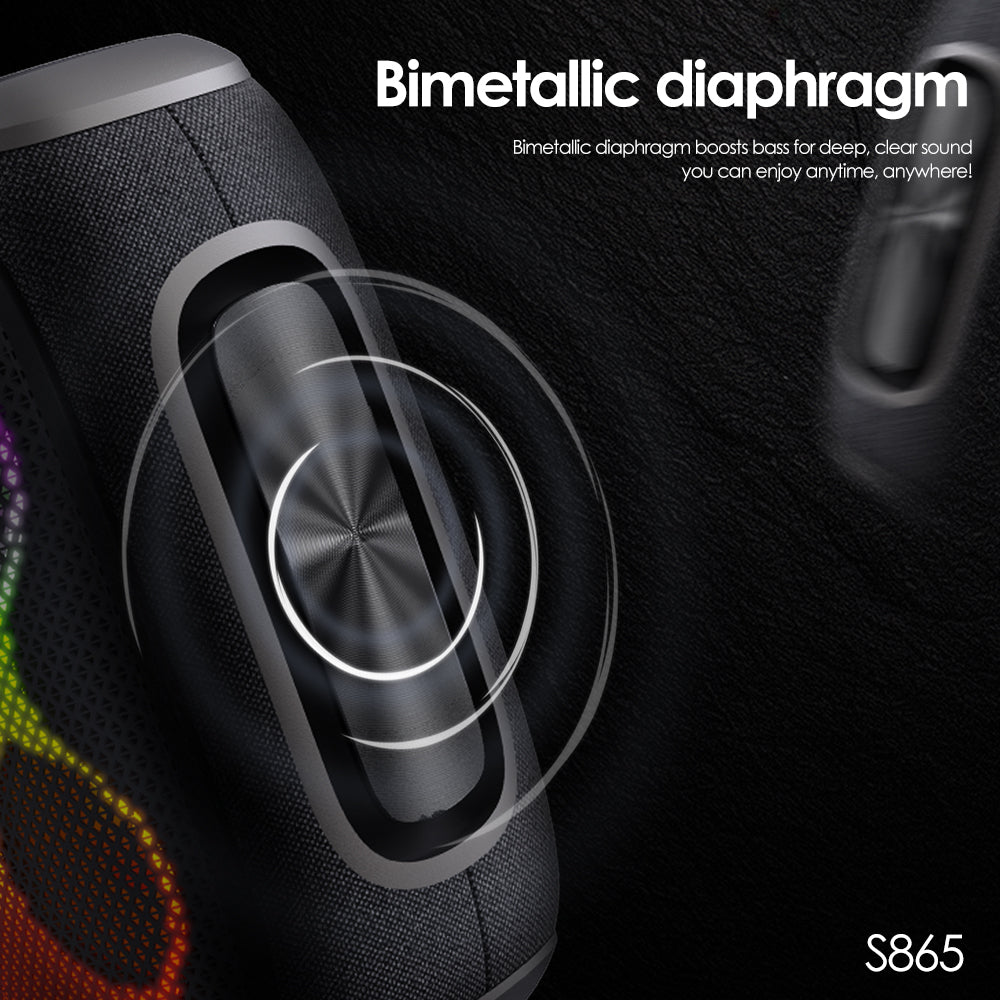 LENYES S865 40W Luminous Outdoor Bluetooth Speaker with Ring RGB & IPX5 Waterproof