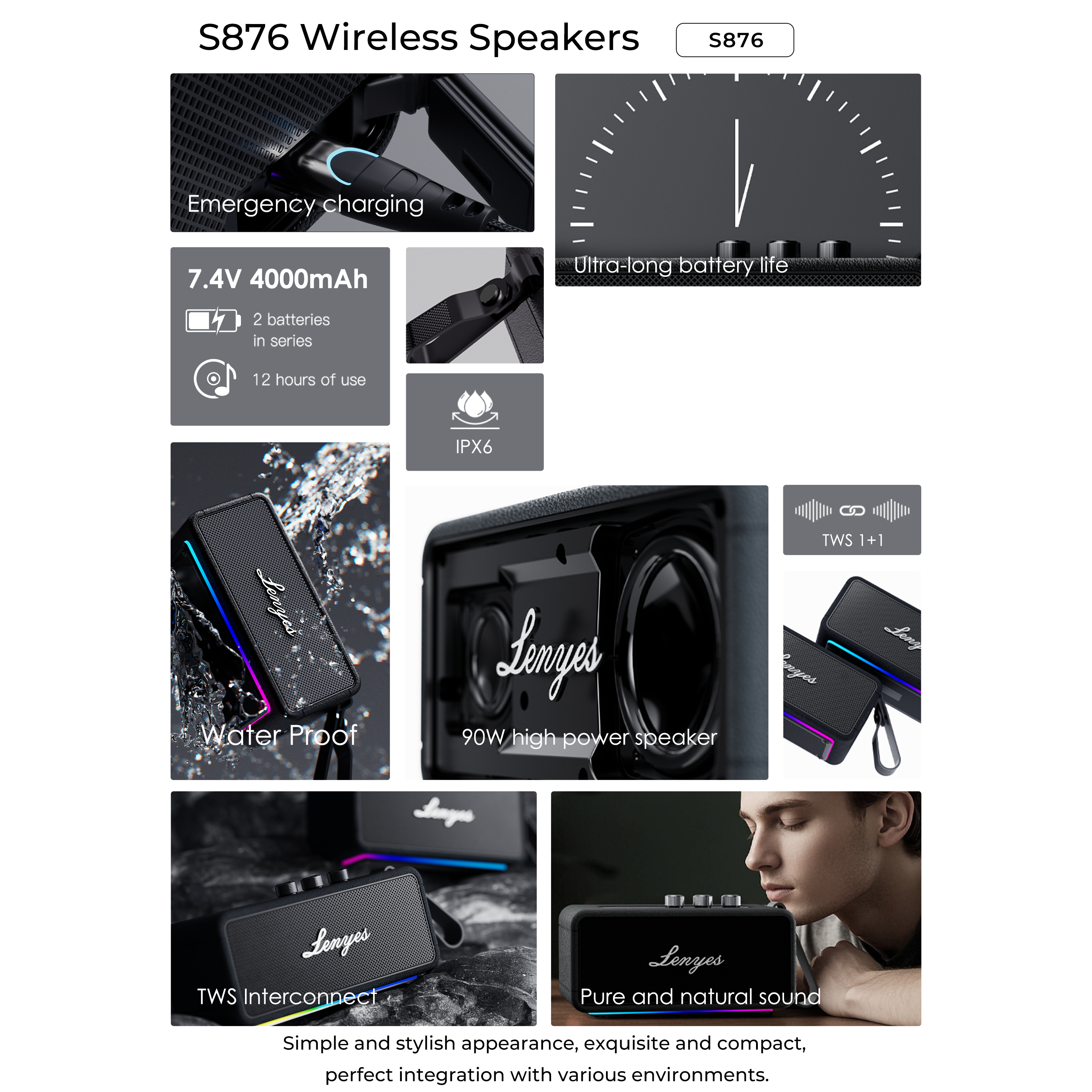 LENYES S876 90W Portable Bluetooth Speaker